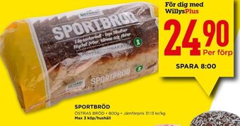 Willys SPORTBRÖD ÖSTRAS BRÖD erbjuda