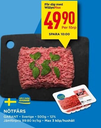 Willys NÖTFÄRS GARANT erbjuda