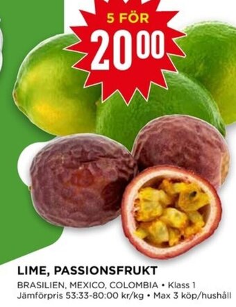 Willys LIME, PASSIONSFRUKT erbjuda