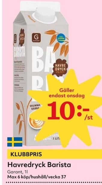 Hemköp Havredryck Barista erbjuda