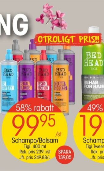 EKO Tigi bedhead shampoo erbjuda