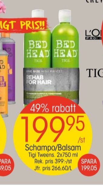 EKO Tigi bedhead shampoo/balsam erbjuda