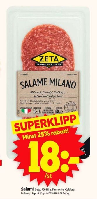 ICA Supermarket Zeta salami erbjuda