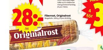 ICA Supermarket Fiberrost toastbröd erbjuda