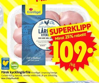 ICA Supermarket Kronfågel kycklinglårfile erbjuda