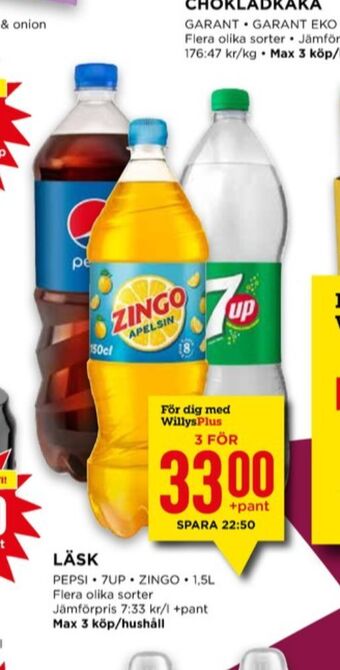 Willys Pepsi läskedryck erbjuda