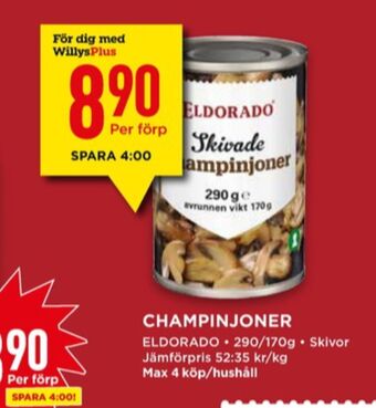 Willys Eldorado champinjoner erbjuda