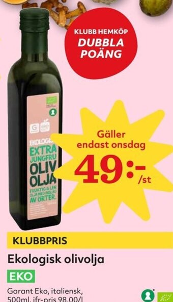 Hemköp Ekologisk olivolja erbjuda