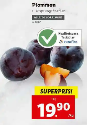 Lidl Plommon 1kg erbjuda