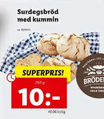 Lidl Surdegsbröd med kummin 250g erbjuda