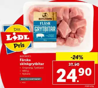 Lidl Butcher's Färsk skinkgrytbitar 500g erbjuda
