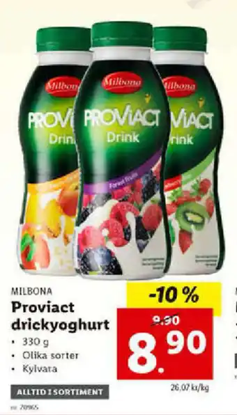 Lidl Milbona Proviact drickyoghurt 330g erbjuda
