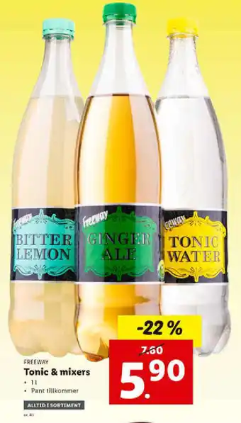 Lidl Freeway Tonic & mixers 1l erbjuda