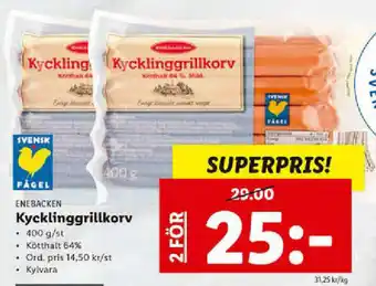 Lidl Enebacken Kycklinggrillkorv 400g/st erbjuda