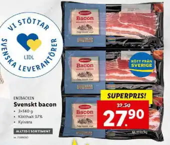 Lidl Enebacken Svenskt bacon 3x140g erbjuda