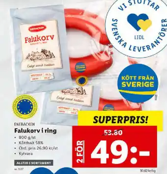 Lidl Enebacken Falukorv i ring 800g/st erbjuda