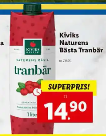 Lidl Kiviks Naturens Bästa Tranbär 1l erbjuda