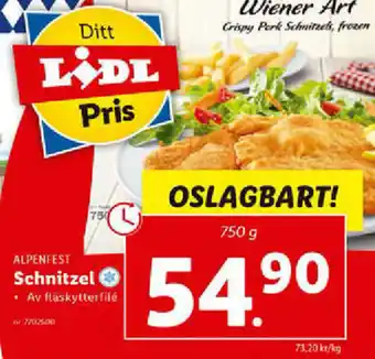 Lidl Alpenfest Schnitzel 750g erbjuda