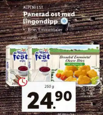 Lidl Alpenfest Panerad ost med lingondipp 250g erbjuda