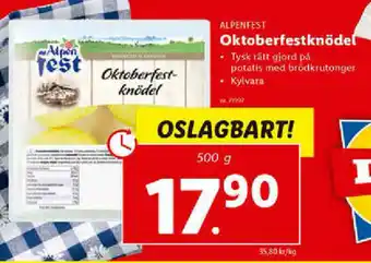 Lidl Alpenfest Oktoberfestknödel 500g erbjuda