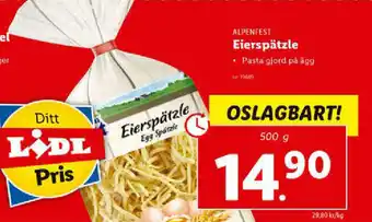 Lidl Alpenfest Eierspätzle 500g erbjuda