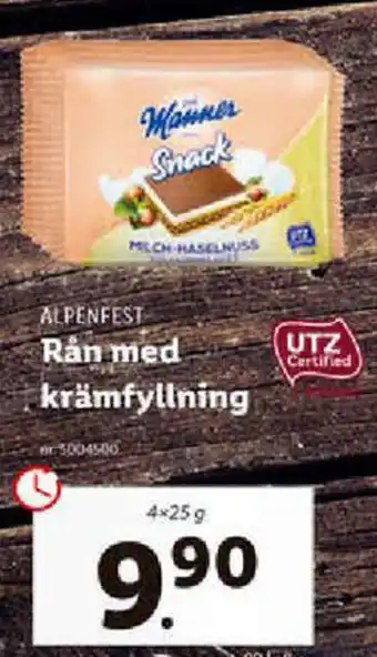 Lidl Alpenfest Rån med krämfyllning 4x25g erbjuda