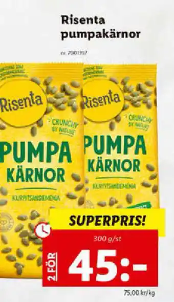 Lidl Risenta Pumpakärnor 300g/st erbjuda
