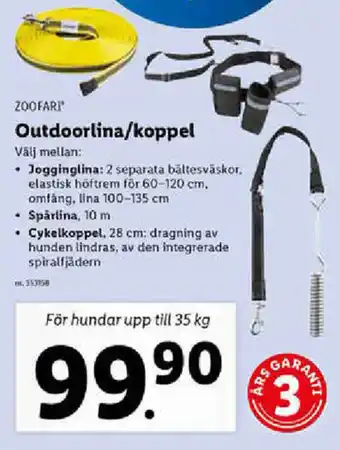 Lidl Zoofari Outdoorlina/koppel erbjuda
