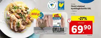 Lidl Gyllda Färska tvådelad kycklingbröstfilé XXL erbjuda