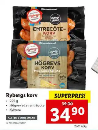 Lidl Rybergs korv 225g erbjuda