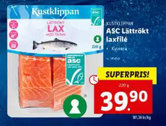Lidl Kustklippan ASC Lättrökt laxfilé 220g erbjuda