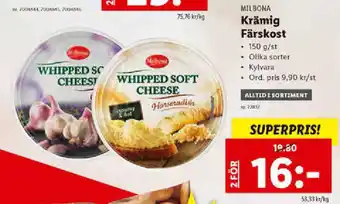 Lidl Milbona Krämig Färskost 150g/st erbjuda