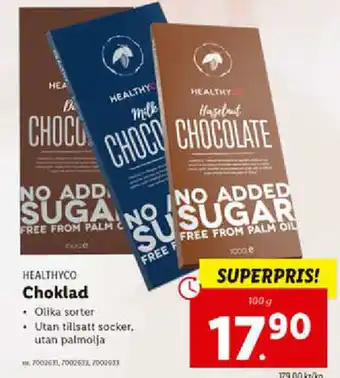 Lidl Healthyco Choklad 100g erbjuda