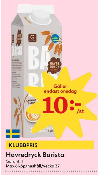 Hemköp Havredryck barista erbjuda