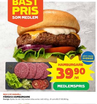 Coop Daglivs Färska hamburgare erbjuda