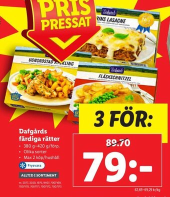 Lidl Dafgårds färdiga rätter erbjuda