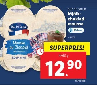 Lidl DUC DE COEUR Mjölk-choklad-mousse erbjuda