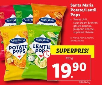 Lidl Santa Maria Potato/Lentil Pops erbjuda