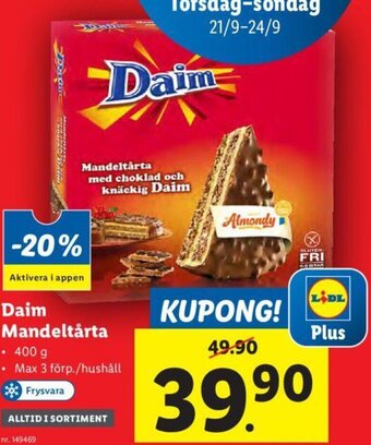 Lidl Daim Mandeltårta erbjuda