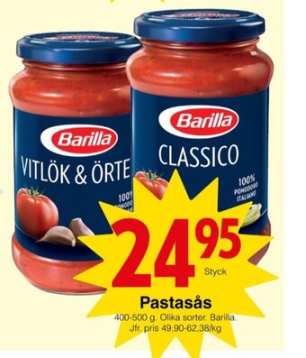 Matöppet Barilla pastasås erbjuda