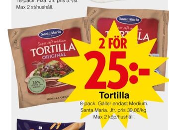 Matöppet Santa maria tortillas erbjuda
