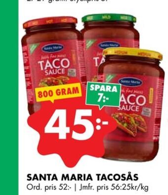 ÖoB Santa maria tacosås erbjuda