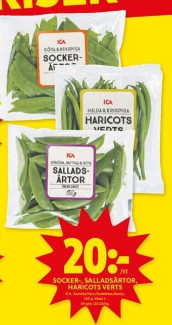 ICA Kvantum SOCKER-, SALLADSÄRTOR, HARICOTS VERTS erbjuda