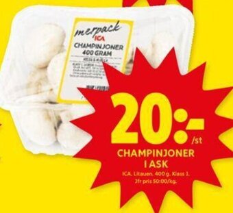 ICA Kvantum CHAMPINJONER I ASK erbjuda