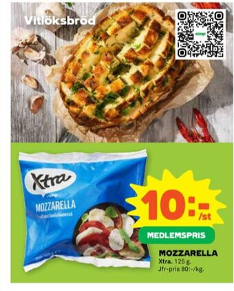 Stora Coop X-tra mozzarella erbjuda