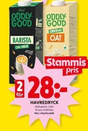 ICA Kvantum HAVREDRYCK Oddlygood, 1 liter. erbjuda