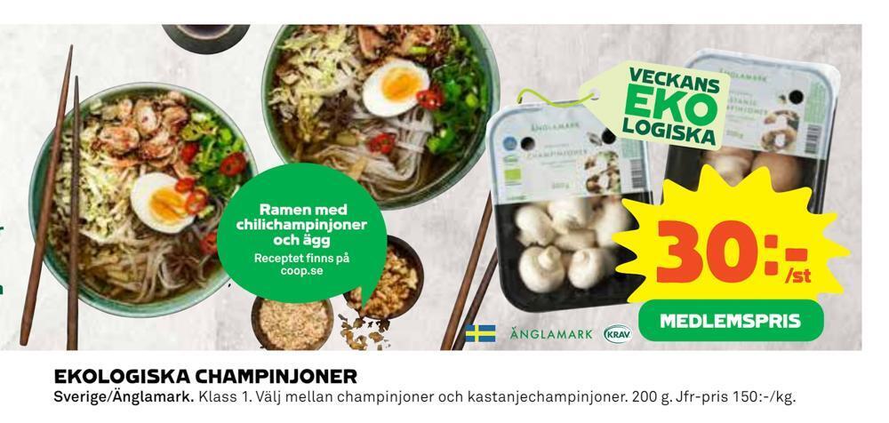 Coop Konsum Ekologiska champinjoner erbjuda