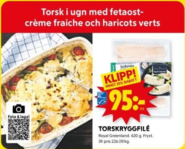 ICA Kvantum TORSKRYGGFILÉ Royal Greenland erbjuda