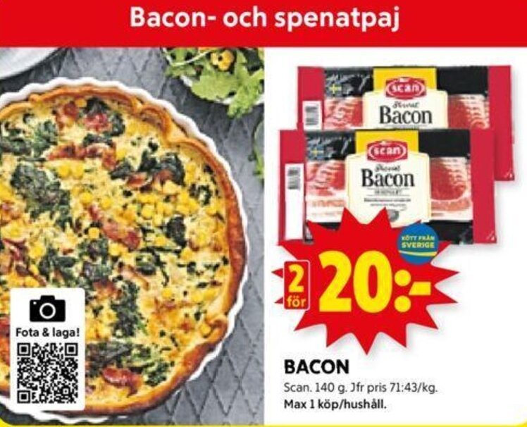 ICA Kvantum BACON Scan. 140 g. erbjuda