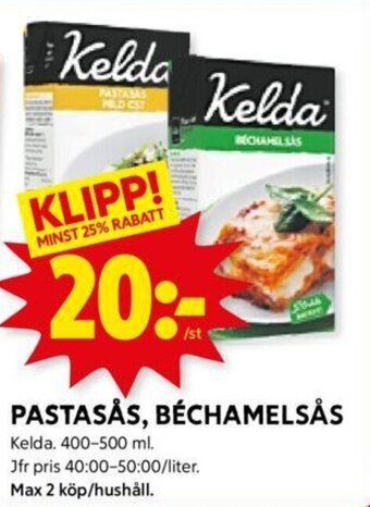 ICA Kvantum PASTASÅS, BÉCHAMELSÅS Kelda erbjuda